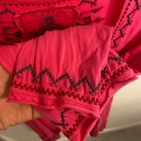 Johnny Was Embroidered Flowers Quarter Sleeve Blouse Pink Size Small - Picture 7 of 8